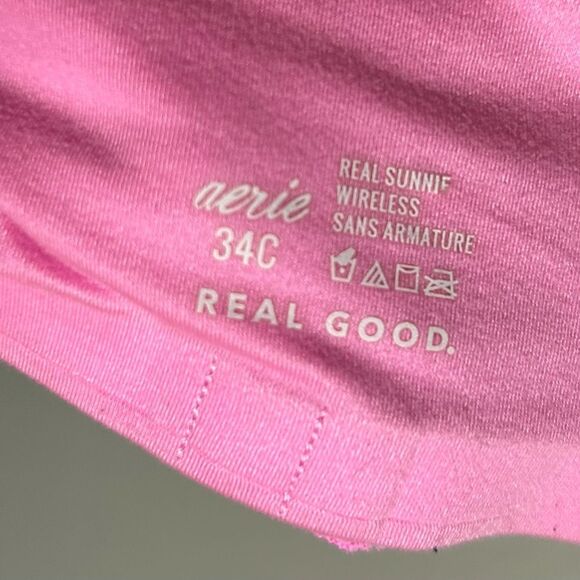 Aerie Real Sunnie Wireless Racerback Bra in Pink Lace Size 34C - Picture 10 of 11